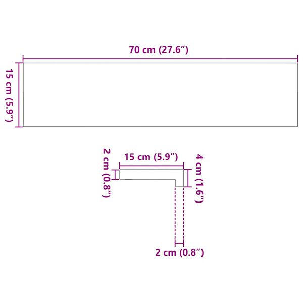 vidaXL Περβάζια παραθύρων 2 τεμ. Αν. Καφέ 70x15x2 εκ. Μασίφ Ξύλο Δρυός