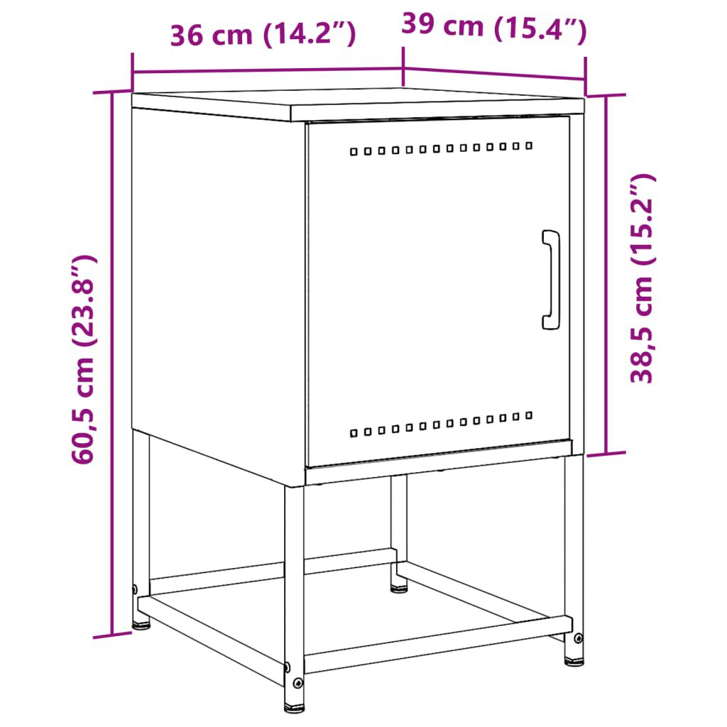 vidaXL Κομοδίνα 2 τεμ. Ανθρακί 36 x 39 x 60,5 εκ. Ατσάλινο