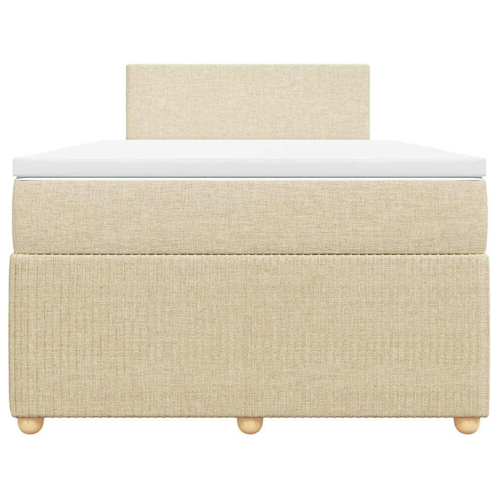vidaXL Κρεβάτι Boxspring με Στρώμα Κρεμ 120x200 εκ. Υφασμάτινο