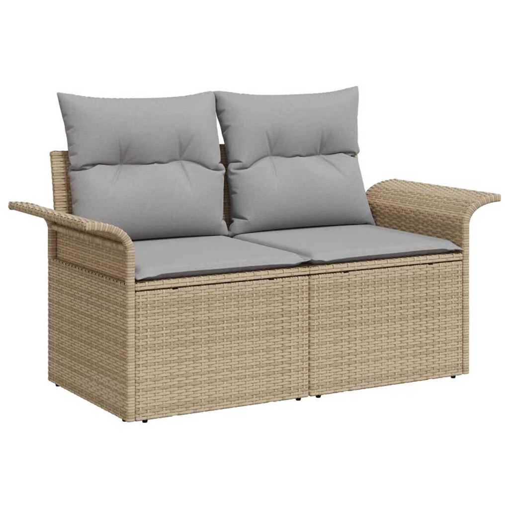 vidaXL Σετ Καναπέ Κήπου με μαξιλάρι 5 pcs Μπεζ Πολυ ράταν