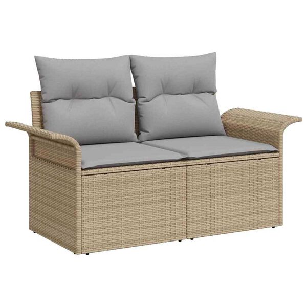 vidaXL Σετ Καναπέ Κήπου με μαξιλάρι 5 pcs Μπεζ Πολυ ράταν