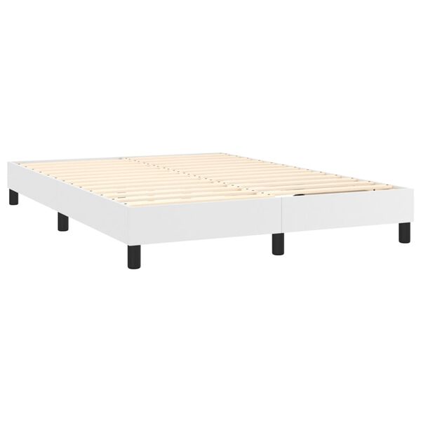 vidaXL Κρεβάτι Boxspring με Στρώμα Λευκό 140x200εκ.από Συνθετικό Δέρμα