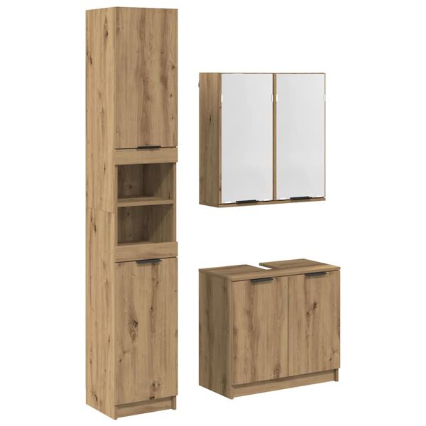 vidaXL &Sigma;&epsilon;&tau; &Nu;&tau;&omicron;&upsilon;&lambda;&alpha;&pi;&iota;ώ&nu; &Mu;&pi;ά&nu;&iota;&omicron;&upsilon; 3 pcs Artisan Oak &Epsilon;&pi;&epsilon;&xi;&epsilon;&rho;&gamma;&alpha;&sigma;&mu;έ&nu;&omicron; &xi;ύ&lambda;&omicron;