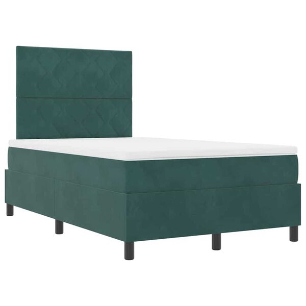 vidaXL Κρεβάτι με ελατήρια Σκούρο πράσινο 120 x 190 cm Βελούδο