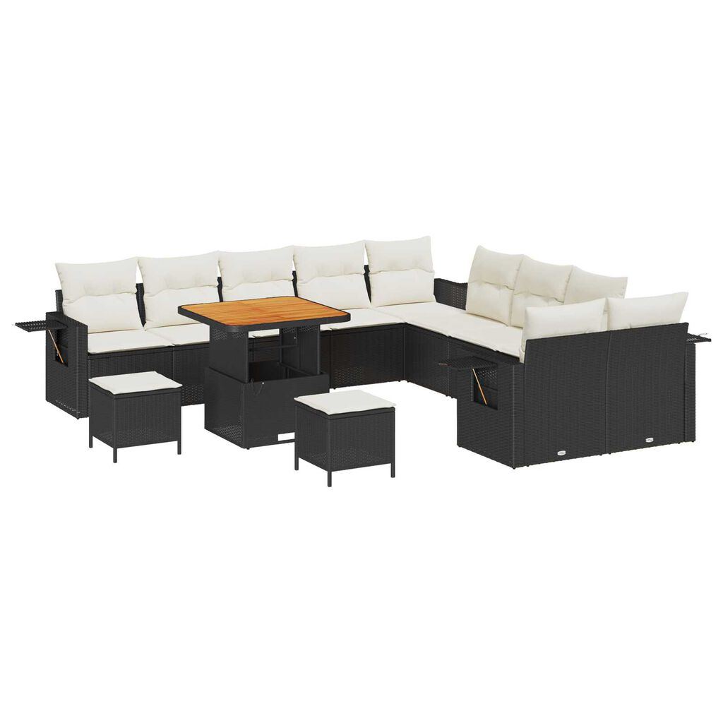 vidaXL Σετ Καναπέ Κήπου 13 pcs Μαύρο συνθετικό ρατάν