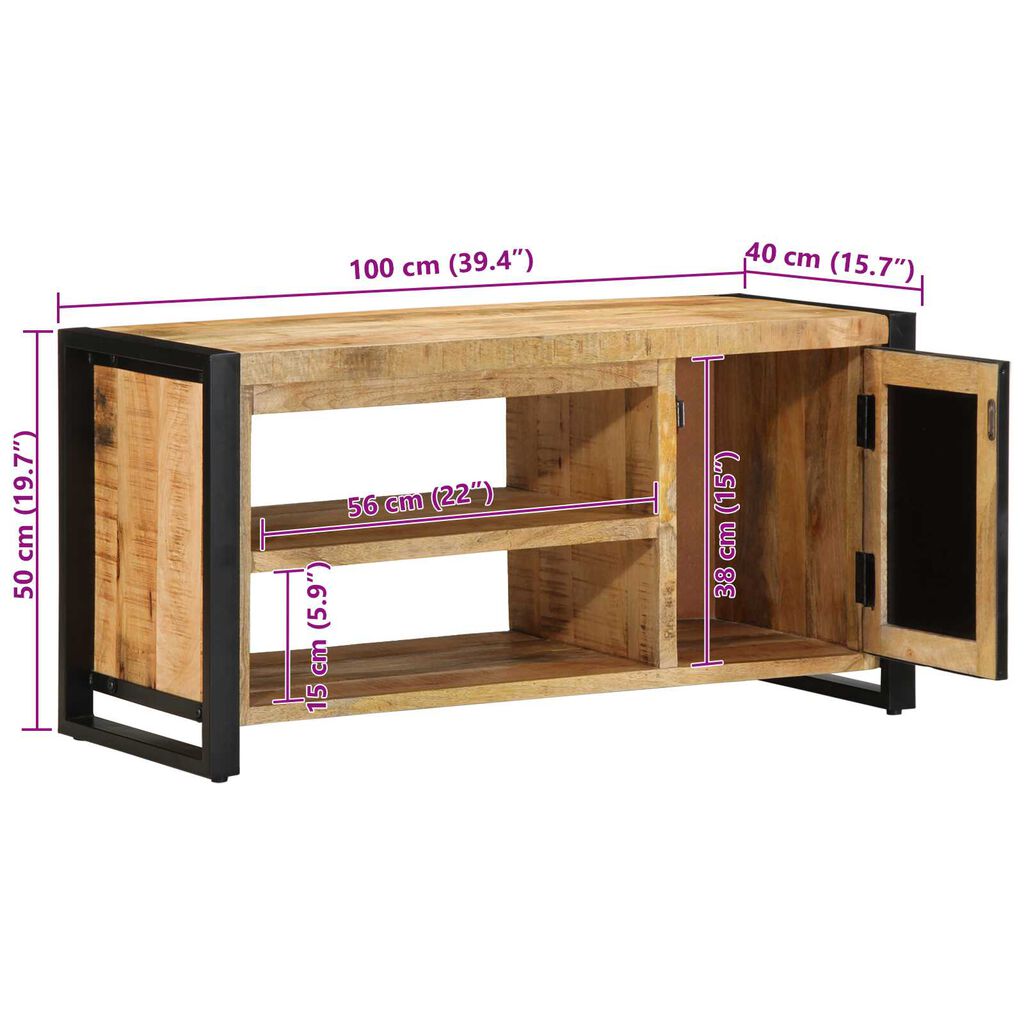 vidaXL Παγκάκι Παπουτσιών 100x40x50 εκ. Μασίφ Ξύλο Μάνγκο
