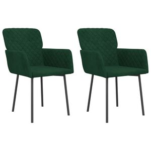 vidaXL Καρέκλες Τραπεζαρίας 2 τεμ. Σκούρο Πράσινο Βελούδινες