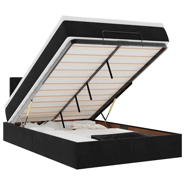 vidaXL Οθωμανικό κρεβάτι με στρώμα Μαύρο 120x190 cm Velvet