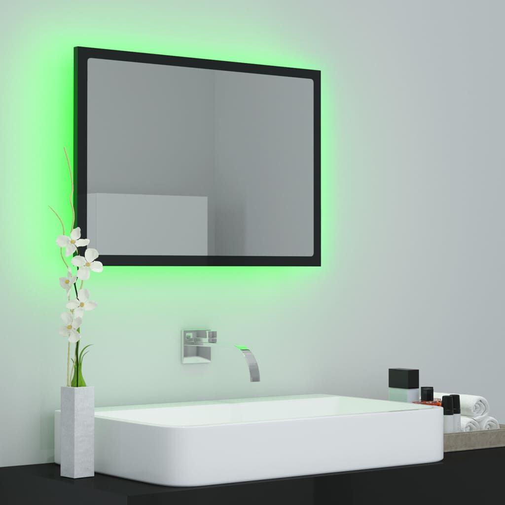 vidaXL Καθρέφτης Μπάνιου με LED Γυαλ. Μαύρο 60x8,5x37 εκ. Ακρυλικός