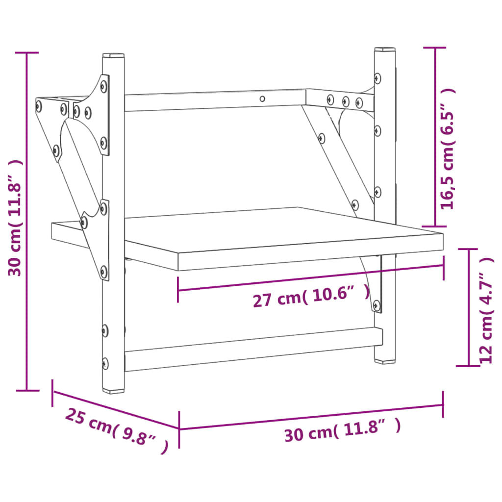 vidaXL Ράφια Τοίχου με Μπάρα 2 τεμ. Καφέ Δρυς 30x25x30 εκ.