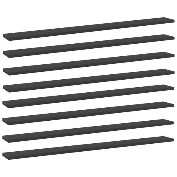 vidaXL Ράφια Βιβλιοθήκης 8 τεμ. Γκρι 100x10x1,5 εκ. από Μοριοσανίδα