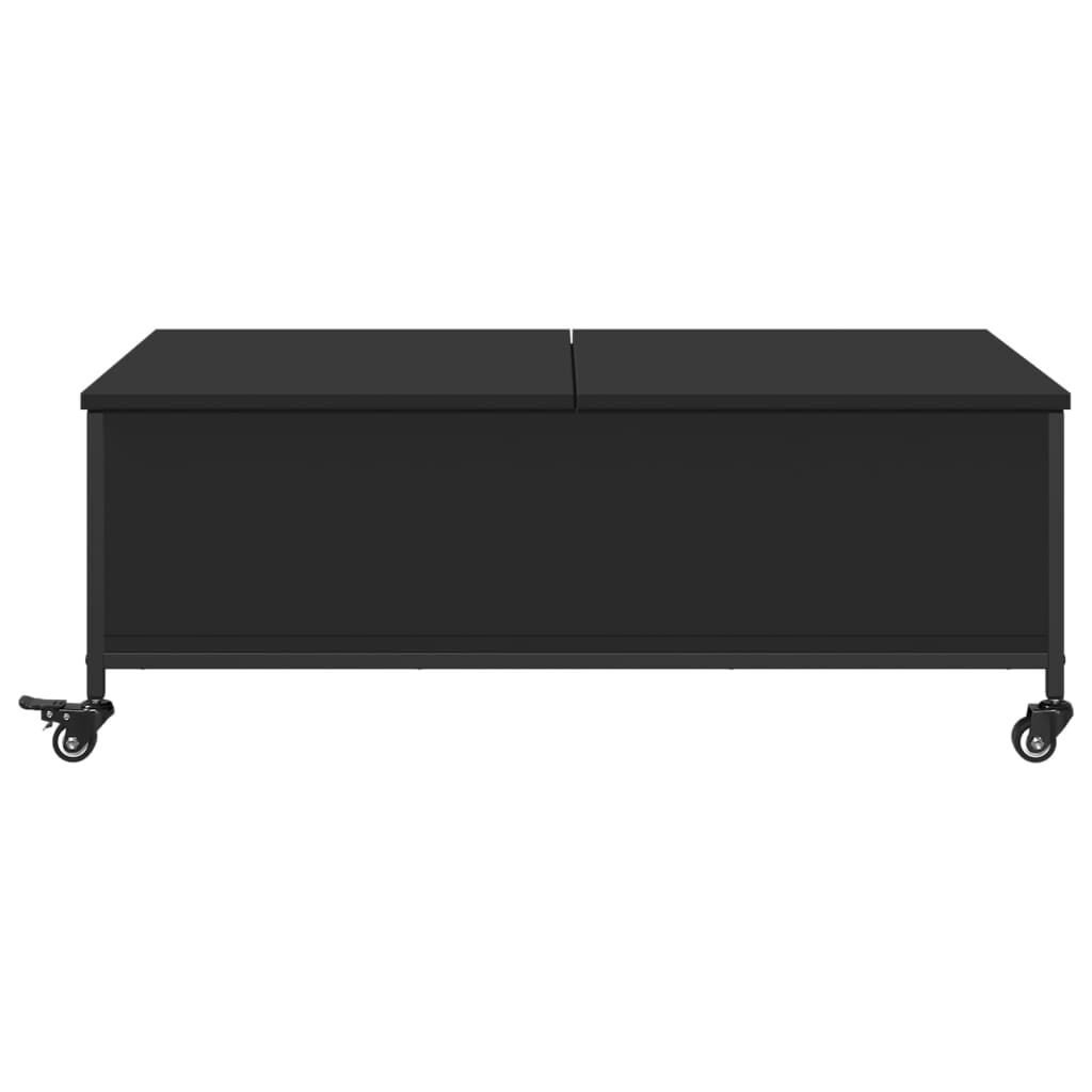 vidaXL Τραπεζάκι Σαλονιού με Ροδάκια Μαύρο 91x55x34 εκ. Επεξ. Ξύλο