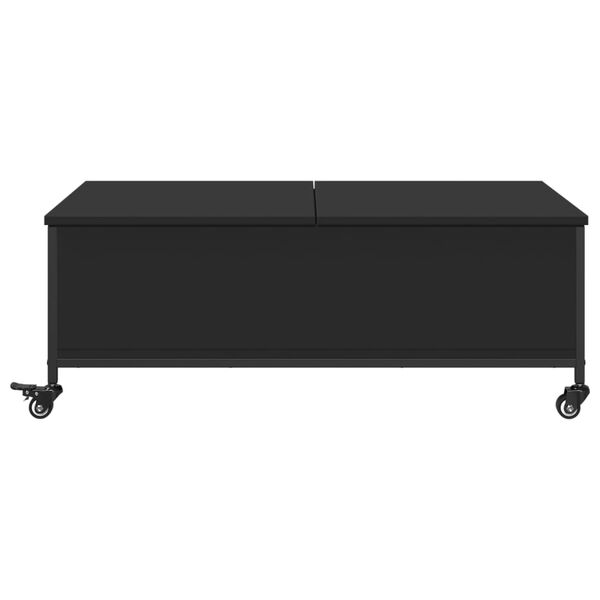 vidaXL Τραπεζάκι Σαλονιού με Ροδάκια Μαύρο 91x55x34 εκ. Επεξ. Ξύλο