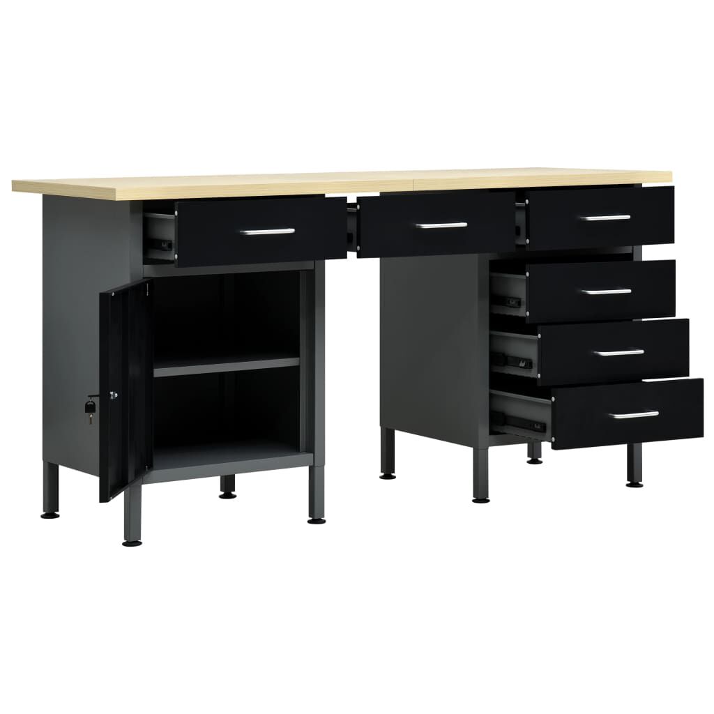 vidaXL Πάγκος Εργασίας Μαύρος 160 x 60 x 85 εκ. Ατσάλινος