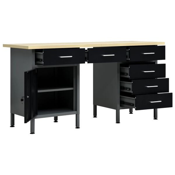 vidaXL Πάγκος Εργασίας Μαύρος 160 x 60 x 85 εκ. Ατσάλινος