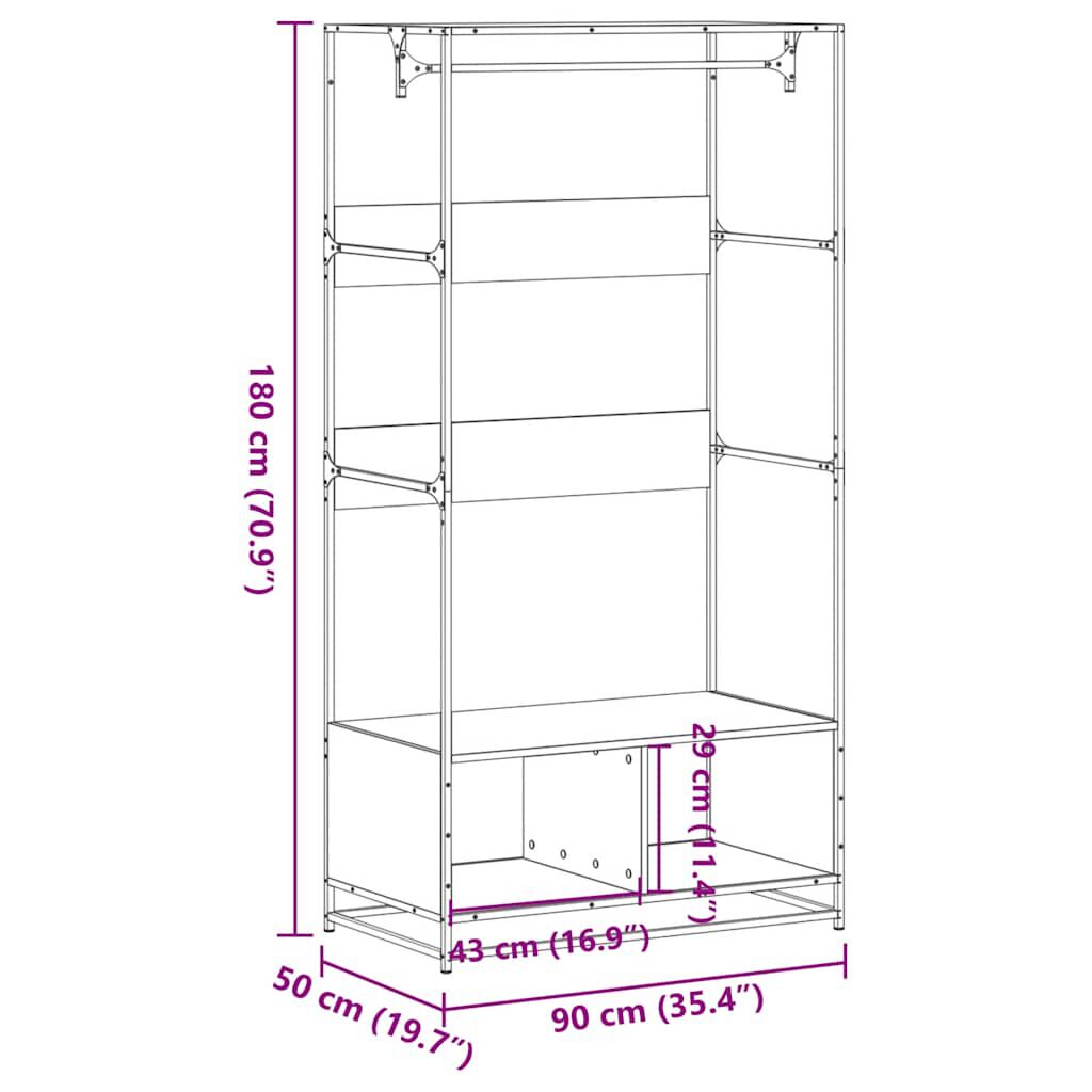 vidaXL Ντουλάπα Καπνιστή Δρυς 90x50x180 εκ. από Επεξεργασμένο Ξύλο