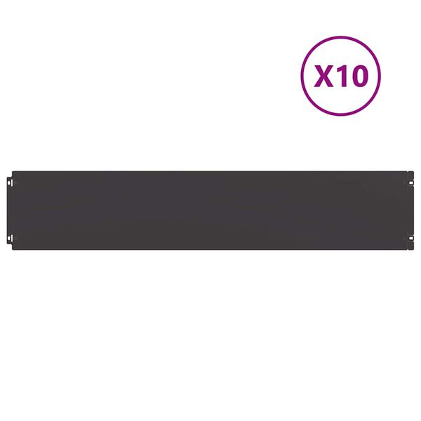 vidaXL Περιφράξεις γκαζόν 10 τεμάχια Μαύρο από χάλυβα ψυχρής έλασης