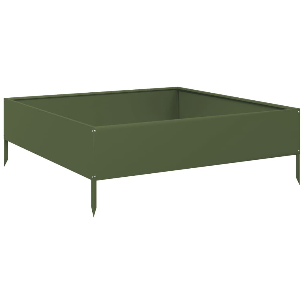 vidaXL Ζαρντινιέρα Υπερυψωμένη Λαδί 100x100x33,5 εκ. Ατσάλι