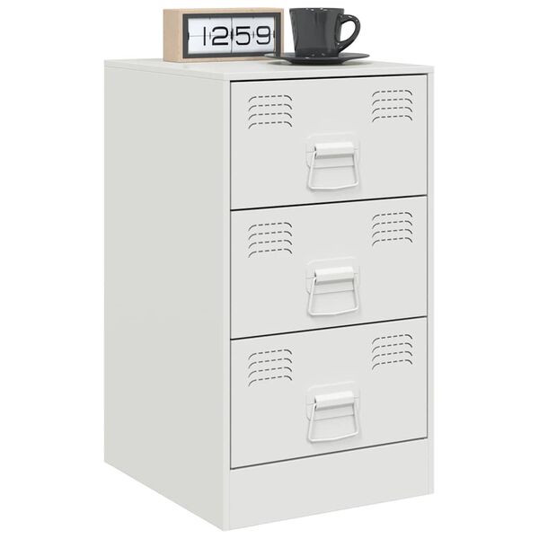 vidaXL Κομοδίνο Λευκό 34,5x39x62 εκ. από Χάλυβα
