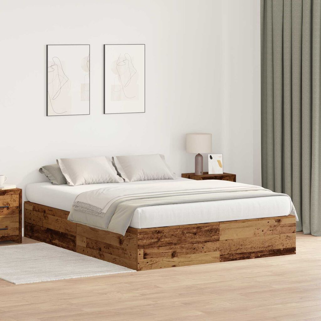 vidaXL Κρεβάτι Αποθήκης Παλιού Ξύλου 150x200 εκ