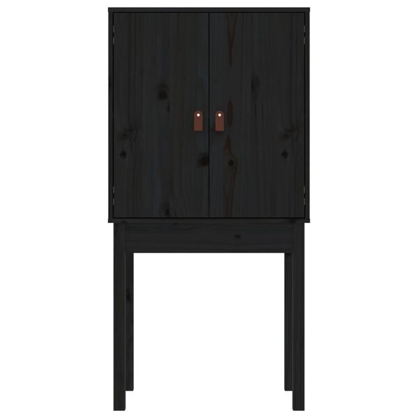 vidaXL Ντουλάπι Ψηλό Μαύρο 60x40x120 εκ. από Μασίφ Ξύλο Πεύκου