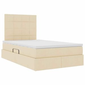 vidaXL Κρεβάτι με φώτα λωρίδας LED Κρέμ 120 x 200 cm ύφασμα