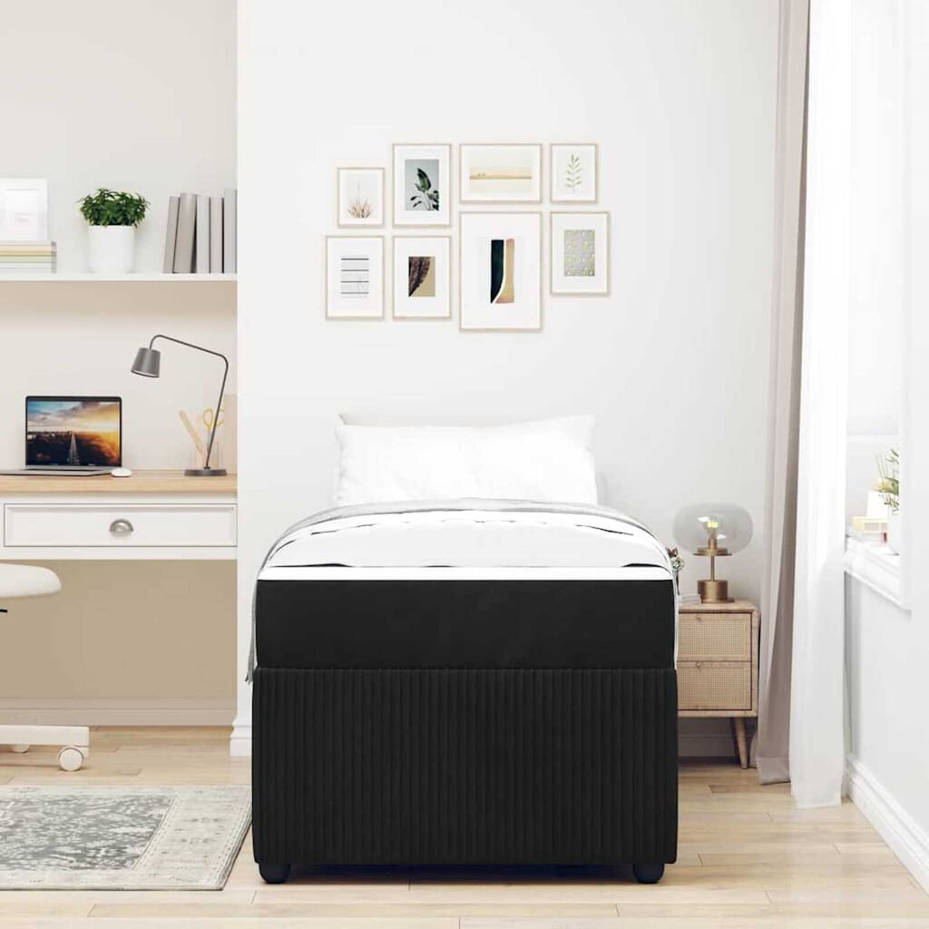 vidaXL Σκελετός κρεβατιού με στρώμα Άλλο Μαύρο 90 x 200 cm Βελούδο