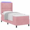 vidaXL Κρεβάτι Box Spring LED με Στρώμα Ροζ 80 x 200 cm Βελούδο