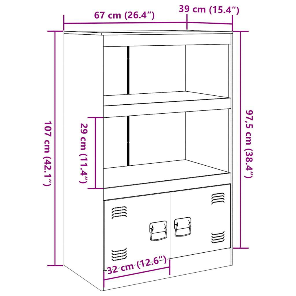 vidaXL Μπουφές Λευκός 67x39x107 εκ. από Ατσάλι