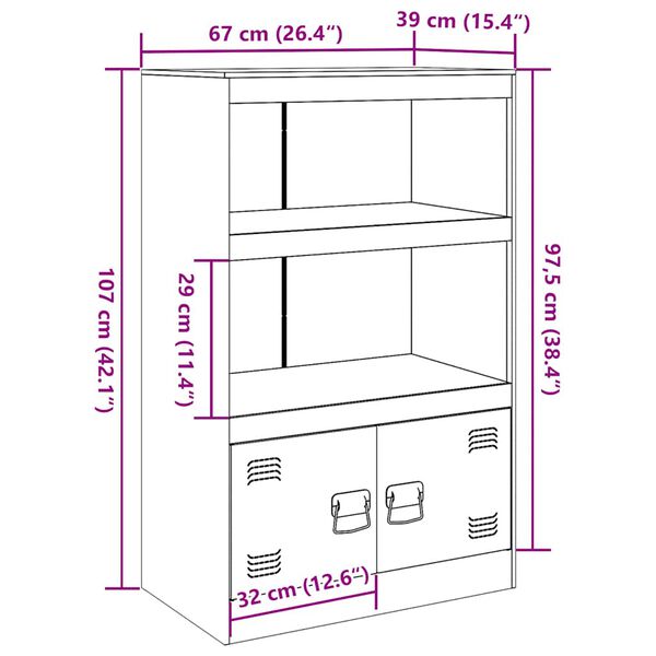 vidaXL Μπουφές Λευκός 67x39x107 εκ. από Ατσάλι