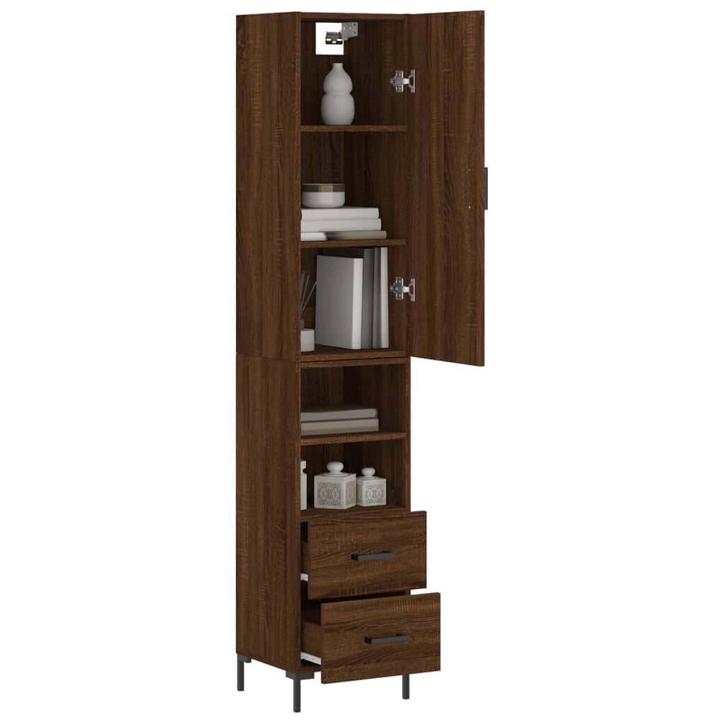 vidaXL Ντουλάπι Καφέ Δρυς 34,5 x 34 x 180 εκ. από Επεξεργασμένο Ξύλο