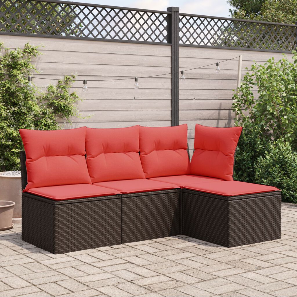 vidaXL Σκαμπό Κήπου με Μαξιλάρι Καφέ 55x55x37 εκ. από Συνθετικό Ρατάν