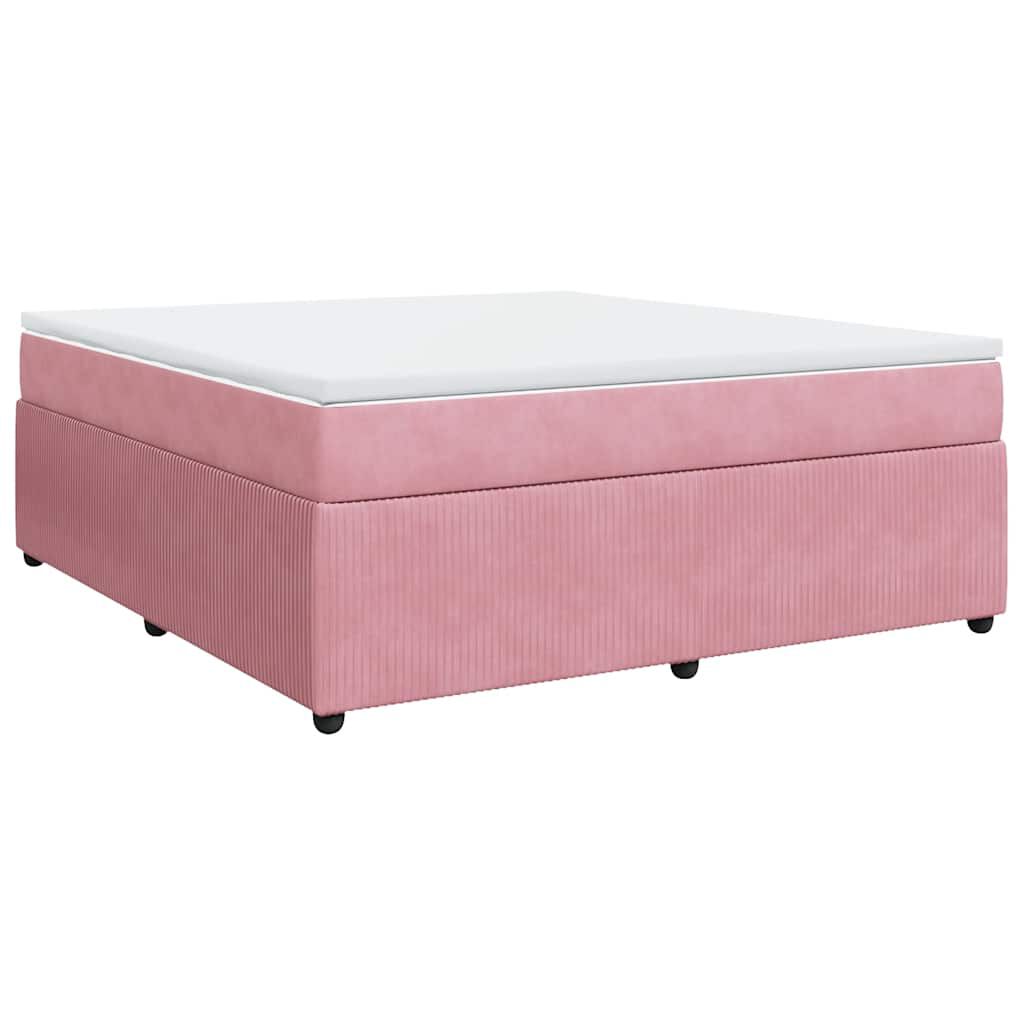 vidaXL Κρεβάτι Boxspring με Στρώμα Ροζ 180x200 εκ. Βελούδινο