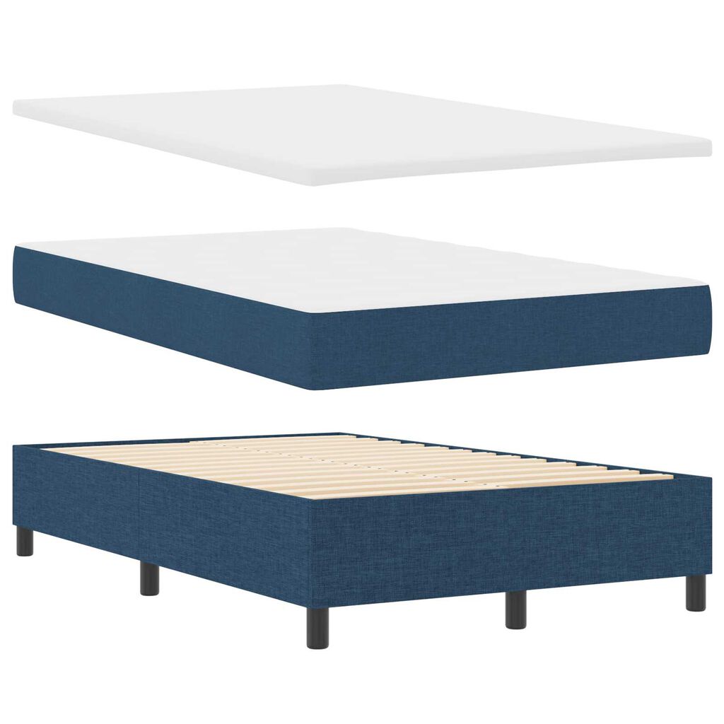 vidaXL Κρεβάτι με ελατήρια με στρώμα Μπλε 120 x 190 cm ύφασμα