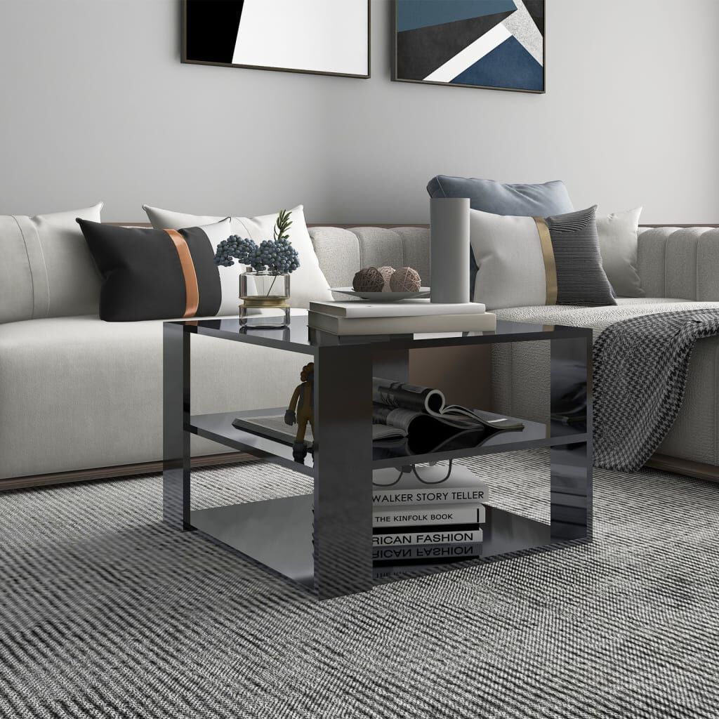 vidaXL Τραπεζάκι Σαλονιού Γυαλιστερό Γκρι 60 x 60 x 40 εκ. Μοριοσανίδα