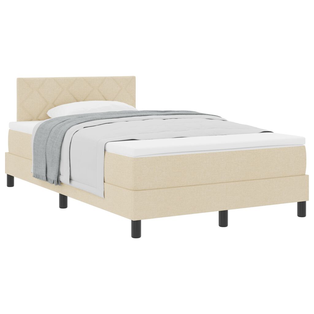 vidaXL Κρεβάτι με Στρώμα Κρέμ 120x190 cm Υφασμάτινο