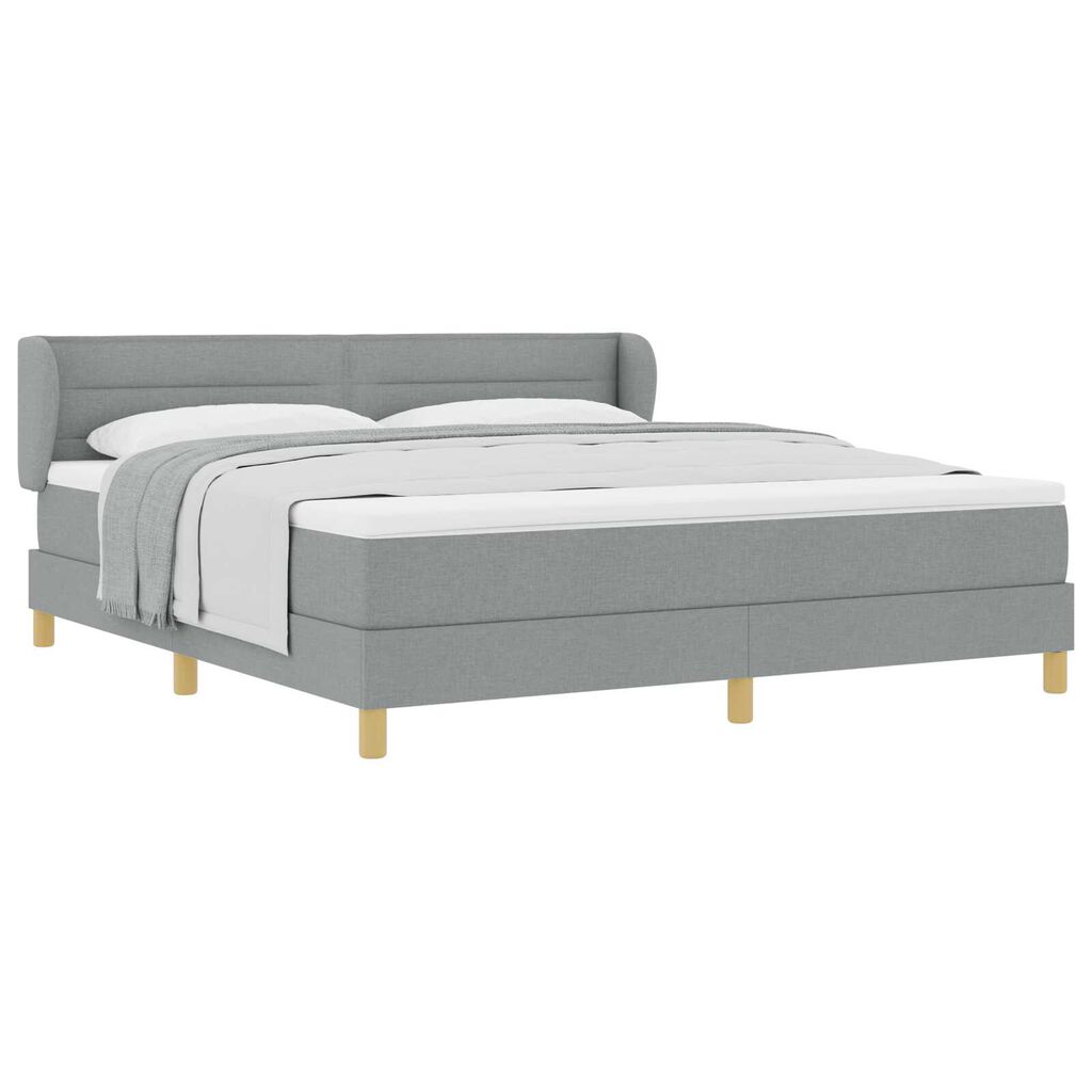 Κρεβάτι Box Spring VidaXL με Στρώμα σε Ανοιχτό Γκρι 180x200 εκ. Ύφασμα