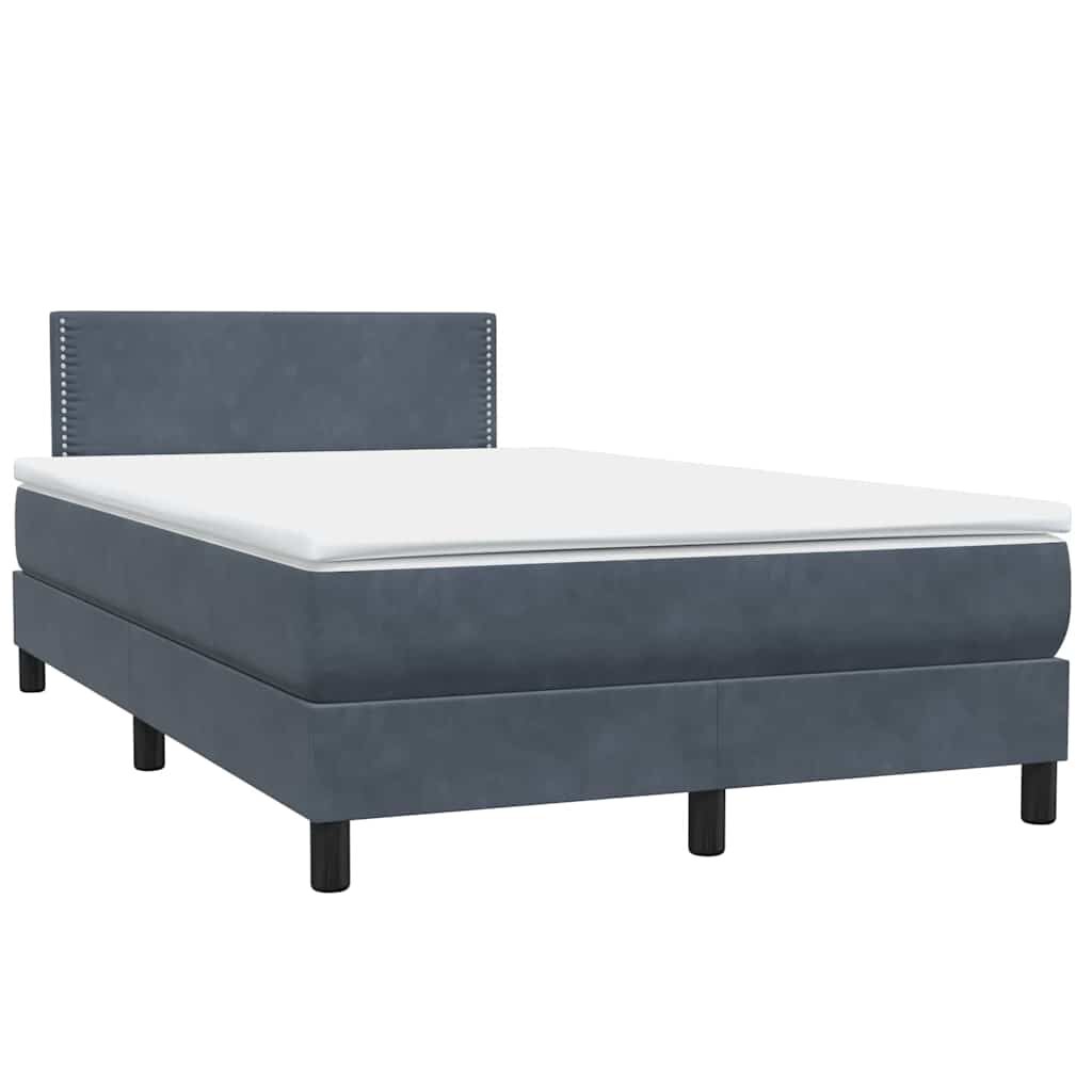 vidaXL Κρεβάτι Boxspring με Στρώμα Σκούρο Γκρι 120x210 εκ. Βελούδινο