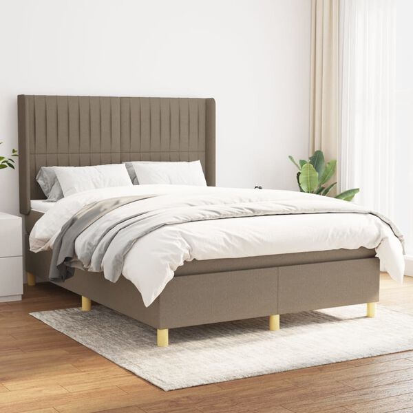 vidaXL &Kappa;&rho;&epsilon;&beta;ά&tau;&iota; Boxspring &mu;&epsilon; &Sigma;&tau;&rho;ώ&mu;&alpha; Taupe 140x190 &epsilon;&kappa;. &Upsilon;&phi;&alpha;&sigma;&mu;ά&tau;&iota;&nu;&omicron;