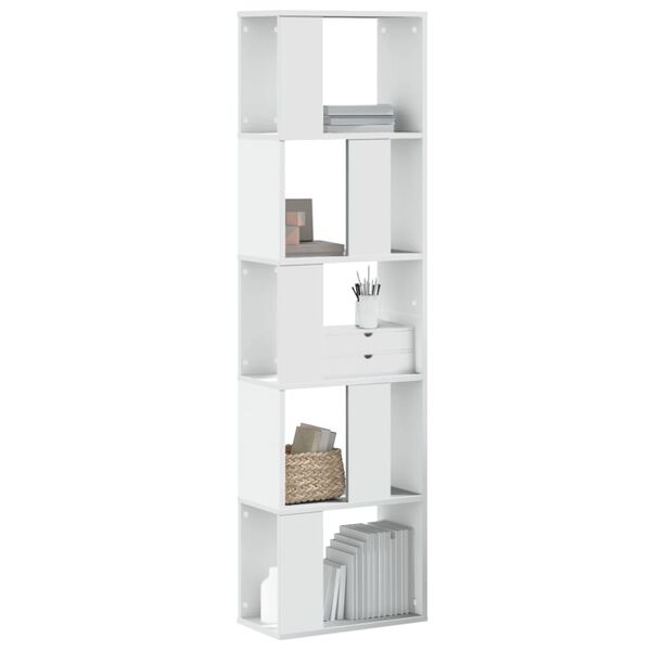 vidaXL Βιβλιοθήκη 5 Επιπέδων Λευκή 45 x 23,5 x 162,5 εκ. Επεξεργ. Ξύλο