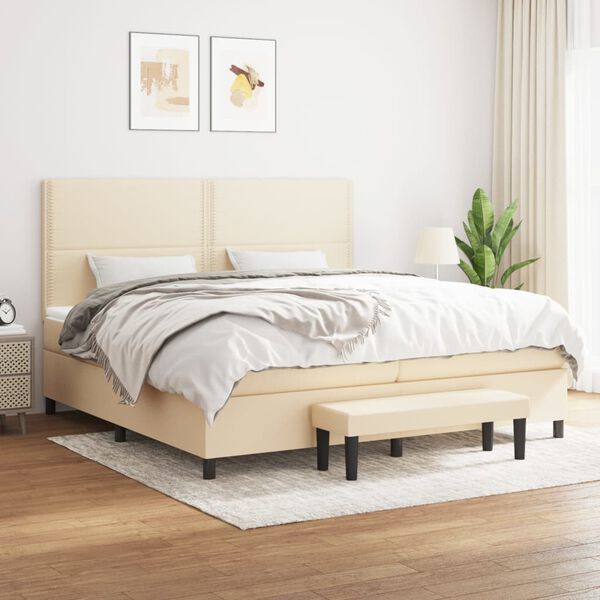 vidaXL &Kappa;&rho;&epsilon;&beta;ά&tau;&iota; Boxspring &mu;&epsilon; &Sigma;&tau;&rho;ώ&mu;&alpha; &Kappa;&rho;&epsilon;&mu; 200x200 &epsilon;&kappa;. &Upsilon;&phi;&alpha;&sigma;&mu;ά&tau;&iota;&nu;&omicron;