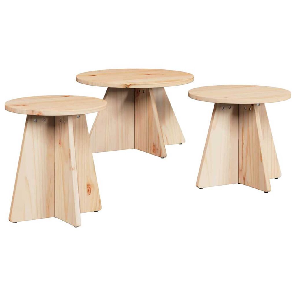 vidaXL Τραπεζάκι σαλονιού 3 pcs Φυσικό 49 x 49 x 30 εκ.