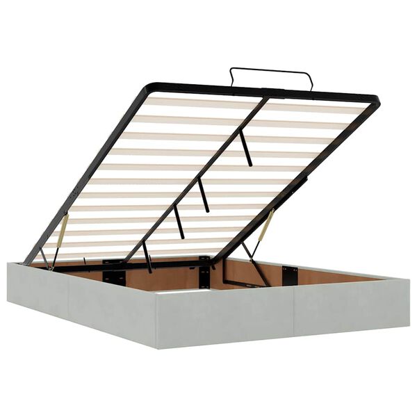 vidaXL Οθωμανικό κρεβάτι με στρώμα & LEDs Ανοιχτό γκρι Βελούδο