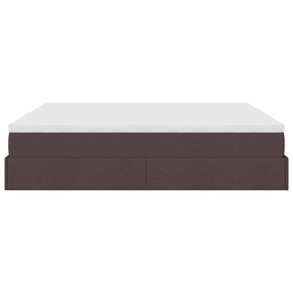 vidaXL Οθωμανικό κρεβάτι με στρώμα σκούρο καφέ 180x200cm ύφασμα