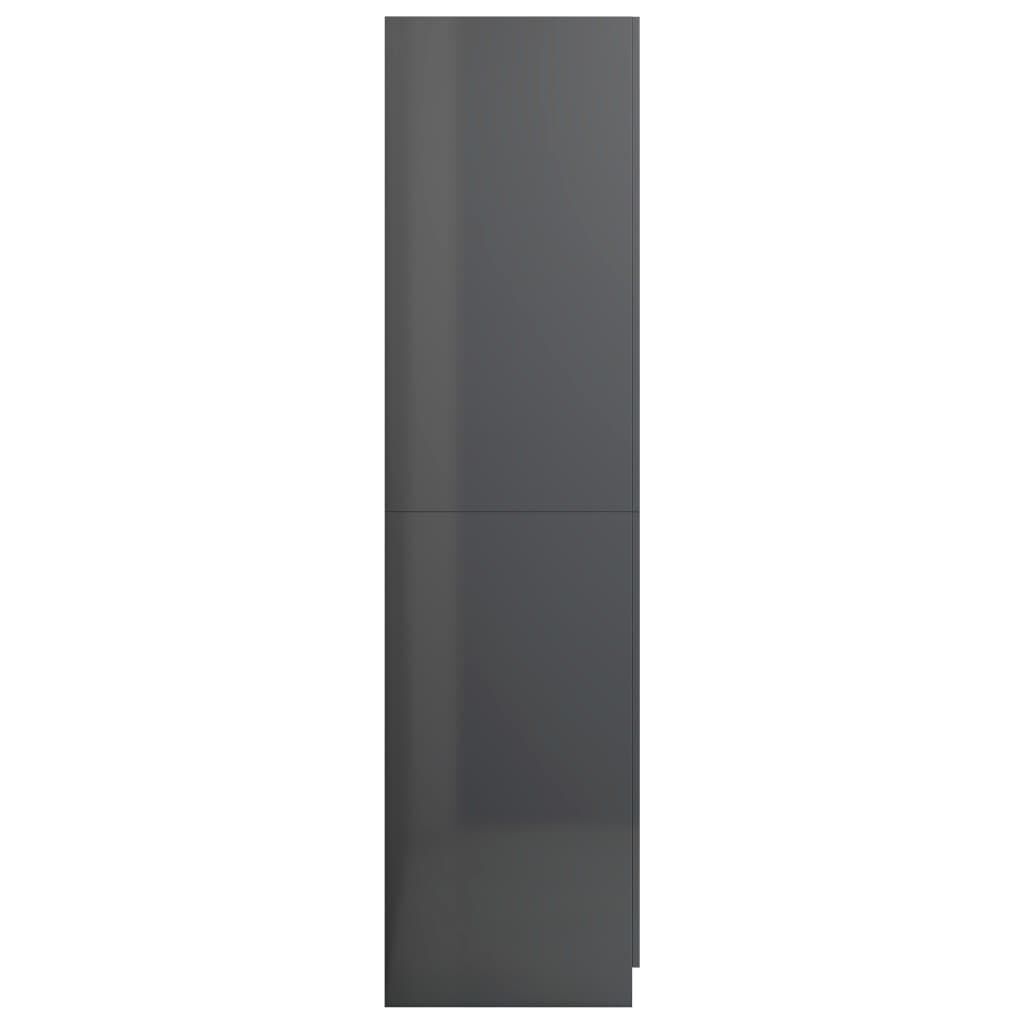 vidaXL Ντουλάπα Γυαλιστερό Γκρι 90 x 52 x 200 εκ. από Μοριοσανίδα