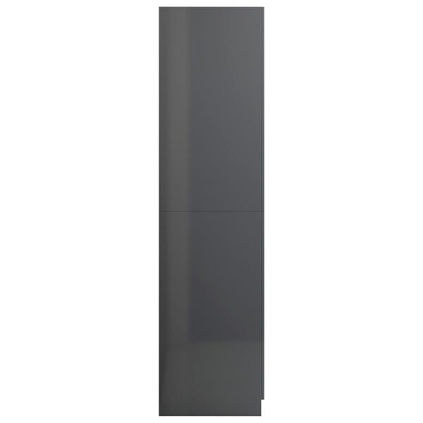 vidaXL Ντουλάπα Γυαλιστερό Γκρι 90 x 52 x 200 εκ. από Μοριοσανίδα