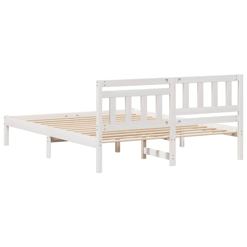vidaXL Σκελετός Κρεβατιού Λευκό 160 x 200 cm Μασίφ ξύλο πεύκου