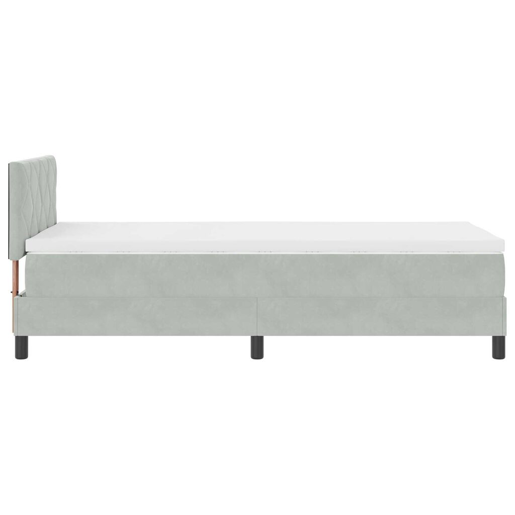 vidaXL κρεβάτι τύπου box spring με στρώμα & LED φως Γκρι 90x190 εκ Βελούδο