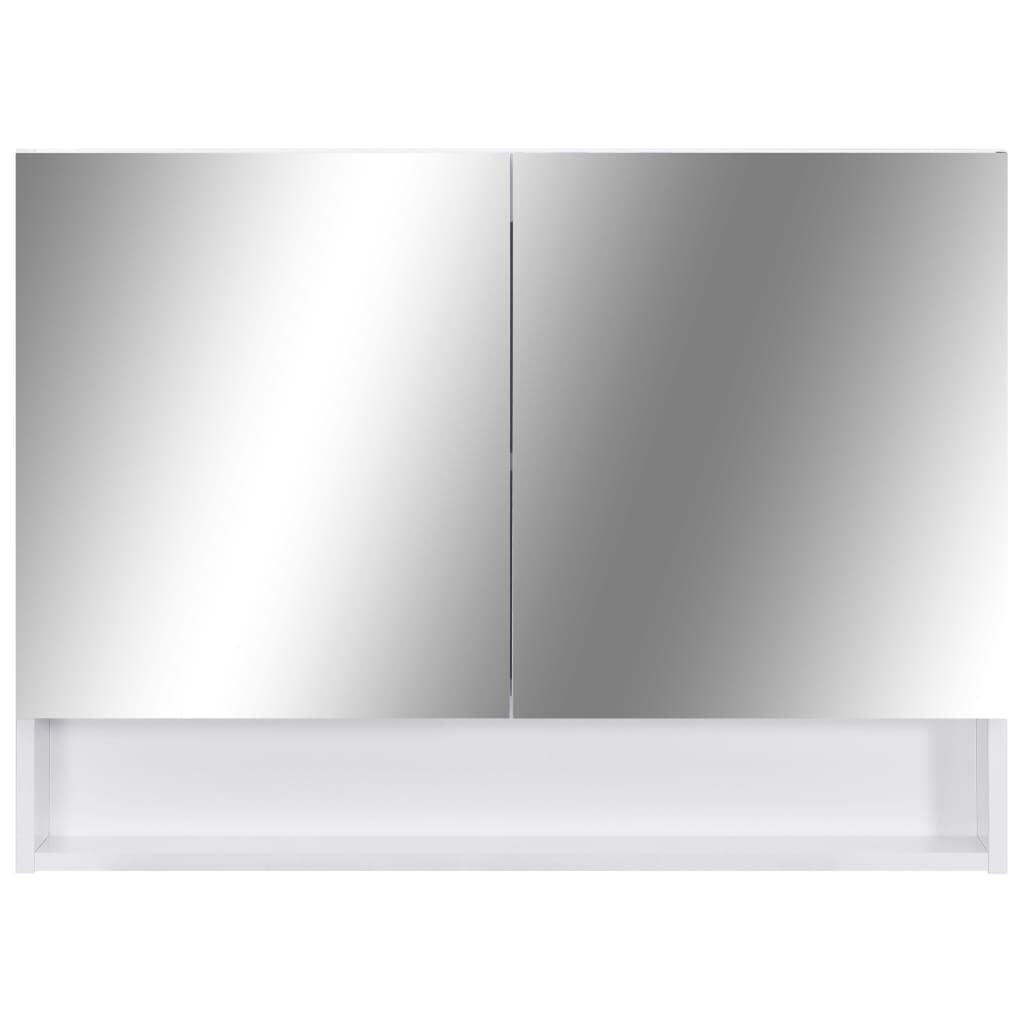 vidaXL Καθρέφτης Μπάνιου με Ντουλάπι / LED Λευκό 80 x 15 x 60 εκ. MDF