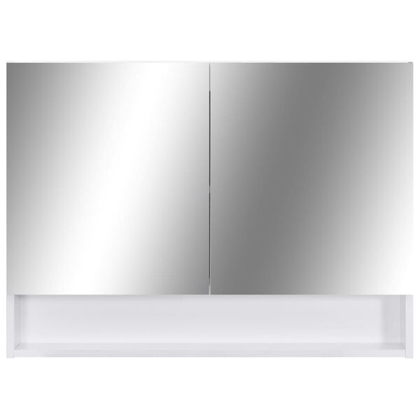 vidaXL Καθρέφτης Μπάνιου με Ντουλάπι / LED Λευκό 80 x 15 x 60 εκ. MDF